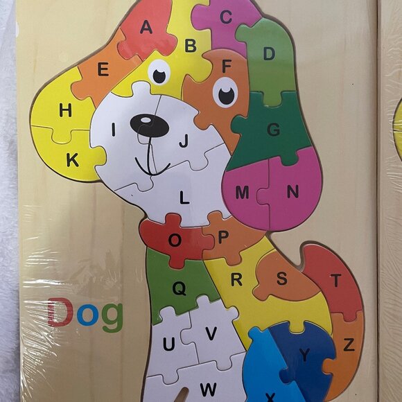 Lot of 5 New Sealed Wooden Puzzles Dog Alphabet Puzzle - Learning through playin - Picture 3 of 5